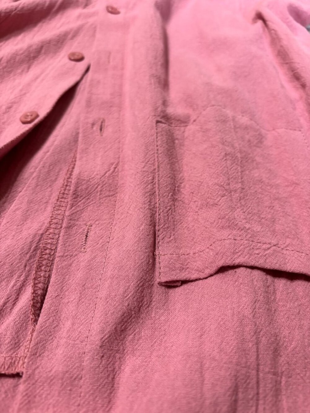 Dusty Rose Linen Jumpsuit • Button Front • Long Sleeve • Utility Style - Picture 3 of 10